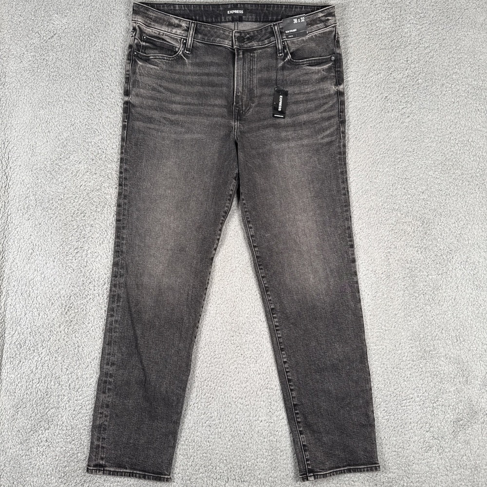 Express Jeans Men's 36x32 Faded Black Slim Straight Stretch NEW